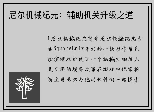 尼尔机械纪元：辅助机关升级之道